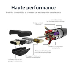 Charger l'image dans la galerie, Amazon Basics Lot de 3 câbles HDMI 4K de 1.8 m - Haute performance 18 Gbps avec Ethernet, 4K@60Hz, 2160p, Noir