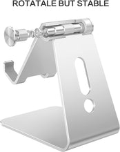 Charger l'image dans la galerie, OMOTON Support Téléphone, Support Téléphone Bureau Multi-Angles Réglable, Support Téléphone Portable en Aluminium Compatible avec iPhone 13 Pro/13/12 Pro Max/12/11 Pro/XR, Samsung S20/S10/S9, Argenté