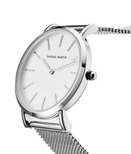 Charger l'image dans la galerie, HANNAH MARTIN Très Mince Montre pour Femme Quartz Analogique Étanche Acier Inoxydable (Surface Blanche, Ceinture Argent)