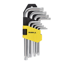 Charger l'image dans la galerie, Gunpla Ensemble Clé Allen Torx Coudée Etoile Hexagonales à Court Bras Lot de 9 Pièces avec Boîtier de Rangement T10-T50 pour Entretien De La Maison Chantier Projet