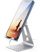 Charger l'image dans la galerie, Lamicall Support Téléphone, Multi Position Dock Téléphone - Support Dock pour iPhone 16 Pro Max Plus, 15/14/13/12 Pro Max Plus Mini SE XS Max XR X 8 7, Huawei, Samsung, Autres Smartphones -Argenté