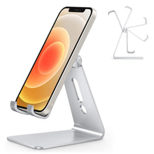 Charger l'image dans la galerie, OMOTON Support Téléphone, Support Téléphone Bureau Multi-Angles Réglable, Support Téléphone Portable en Aluminium Compatible avec iPhone 13 Pro/13/12 Pro Max/12/11 Pro/XR, Samsung S20/S10/S9, Argenté