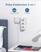 Charger l'image dans la galerie, LENCENT Prise USB Secteur Multiple, 5 en 1 Chargeur Multiprises avec 3 Sortie AC 16A, 4000W et 2 Ports USB, Murale Electrique Idéal pour Chambre Bureau Domicile