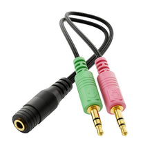 Charger l'image dans la galerie, deleyCON Casque PC Ordinateur Portable Adaptateur en Y pour Jack Audio Câble Stéréo - 1x Prise Jack de 3,5 mm CTIA 4 Broches TRRS vers 2X Prise Jack de 3,5 mm
