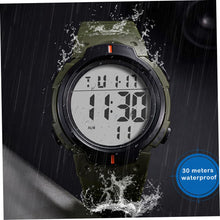 Charger l'image dans la galerie, sevennine Mens Digital Sports Montre à écran LED Grand visage Montres militaires pour hommes étanche décontracté chronomètre lumineux, vert