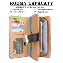 Charger l'image dans la galerie, CHAOFANXI Portefeuille pour Femme, Porte Monnaie Femme, en Cuir Bifold Wallet Porte-Cartes (Noir)
