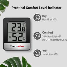 Charger l'image dans la galerie, ThermoPro TP49 Petit Hygromètre Numérique Thermomètre Intérieur Thermomètre D'ambiance Moniteur de Température et Humidimètre pour Le Confort du Bureau à Domicile Thermomètre de Reptile
