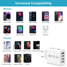 Charger l'image dans la galerie, Chargeur USB Multiple 4 Port, Prise USB Multiple 33W QC3.0 Chargeur Rapide USB, Prise Multiple USB Adaptateur Secteur USB Multi Chargeur Telephone pour iPhone 14/13/12/11/XS/8/7,Samsung S23/S22,Xiaomi