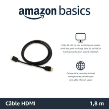 Charger l'image dans la galerie, Amazon Basics Lot de 3 câbles HDMI 4K de 1.8 m - Haute performance 18 Gbps avec Ethernet, 4K@60Hz, 2160p, Noir