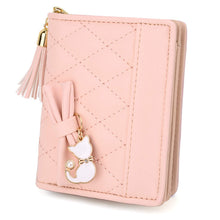 Charger l'image dans la galerie, UTO Femme Filles Portefeuille Petit Porte-Monnaie à glissière Chat Mignon Pendentif Cuir Synthétique Rose