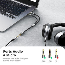 Charger l'image dans la galerie, UGREEN Adaptateur Jack Audio Stéréo 3.5mm Adaptateur Micro Casque Femelle vers 2 Mâle Câble Splitter Y Jack Audio Compatible avec Ordinateur PC Haut Parleur Enceinte 20cm