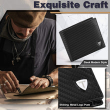 Charger l'image dans la galerie, TEEHON® Portefeuille Homme en Cuir Véritable avec Blocage RFID/NFC 8 Porte Carte Crédit, 2 Compartiment à Billets, Classique Porte Feuille Poche à Monnaie avec Boîte Cadeau- Noir