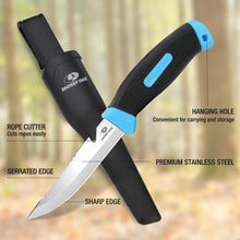 Charger l'image dans la galerie, Mossy Oak Couteau de Survie à Lame Fixe de 220mm, Couteau de Chasse avec Dents Dentelées et Etui, Parfait pour Survie, Chasse, Camping, Randonnée