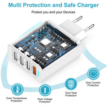 Charger l'image dans la galerie, Chargeur USB Multiple 4 Port, Prise USB Multiple 33W QC3.0 Chargeur Rapide USB, Prise Multiple USB Adaptateur Secteur USB Multi Chargeur Telephone pour iPhone 14/13/12/11/XS/8/7,Samsung S23/S22,Xiaomi