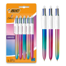Charger l'image dans la galerie, BIC 4 Couleurs Gradient, Stylo 4 Couleurs, Stylo à Bille Rétractable, Effet Métallisé, Pointe Moyenne (1 mm), Lot de 5,