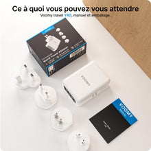 Charger l'image dans la galerie, VOOMY Adaptateur Universel de Voyage, Adaptateur Prise Universelle pour 170+ Pays, Adaptateur de Voyage Interchangeable avec 4 USB, Adapteur Voyage pour USA UK Australie Japon Chine