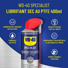 Charger l'image dans la galerie, WD-40 Specialist • Lubrifiant Sec Au PTFE • Spray Double Position • Anti Friction • Lubrifie en laissant un film sec • Compatible tous métaux, plastique et verre • 400 ML