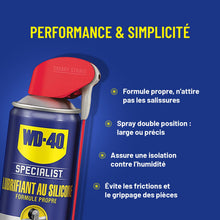 Charger l'image dans la galerie, WD-40 Specialist • Lubrifiant Au Silicone • Spray Double Position • Formule Propre • Isolation contre l'humidité • Comptatible tous métaux, plastiques, caoutchoucs et bois • 400Ml