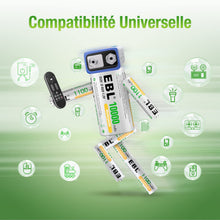Charger l'image dans la galerie, EBL 8PCS Piles Rechargeables AAA 1100mAh 1,2V Ni-MH, Haute Capacité Réelle Batteries Rechargeables, avec Boîte de Stockage de Piles