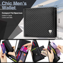 Charger l'image dans la galerie, TEEHON® Portefeuille Homme en Cuir Véritable avec Blocage RFID/NFC 8 Porte Carte Crédit, 2 Compartiment à Billets, Classique Porte Feuille Poche à Monnaie avec Boîte Cadeau- Noir
