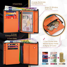 Charger l'image dans la galerie, TEEHON Portefeuille Homme en Cuir Véritable Porte-Monnaie avec Blocage RFID/NFC 13 Porte Carte Crédit, 2 Compartiment à Billets, Grande Poche à Monnaie, Classique Porte Feuille Noir Orange