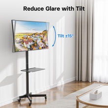 Charger l'image dans la galerie, BONTEC Support TV roulettes Chariot Meuble TV pour Ecran de 23-60 Pouces Plasma/LCD/LED, Capacité 40kg, Hauteur Réglable de 800-1500 mm avec Plateau Solide - VESA Max 400x400 mm