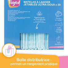 Charger l'image dans la galerie, Tigex Protections Jetables pour Matelas à Langer, Blanc/Bleu, Lot de 20