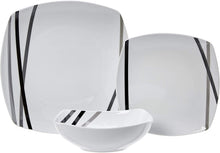 Charger l'image dans la galerie, Service de Table Porcelaine 18 pièces Lignes Modernes 6 Personnes Lave-Vaisselle