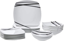 Charger l'image dans la galerie, Service de Table Porcelaine 18 pièces Lignes Modernes 6 Personnes Lave-Vaisselle