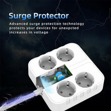 Charger l'image dans la galerie, POWSAF Reglette de Prises Quadruple avec Quatre Ports de Charge USB, pour Montage en Pared, pour Maison et Bureau - Blanc
