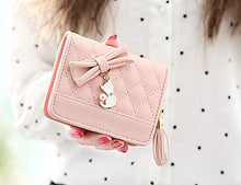 Charger l'image dans la galerie, UTO Femme Filles Portefeuille Petit Porte-Monnaie à glissière Chat Mignon Pendentif Cuir Synthétique Rose
