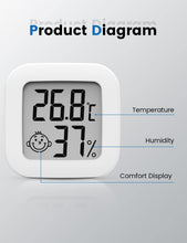 Charger l'image dans la galerie, Mini Thermomètre Hygromètre Intérieur Digital à Haute Précision, Moniteur de Température et Humidimètre, Thermo Hygromètre Indicateur du Niveau de Confort

