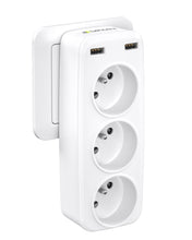Charger l'image dans la galerie, LENCENT Prise USB Secteur Multiple, 5 en 1 Chargeur Multiprises avec 3 Sortie AC 16A, 4000W et 2 Ports USB, Murale Electrique Idéal pour Chambre Bureau Domicile
