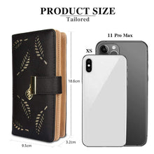 Charger l'image dans la galerie, CHAOFANXI Portefeuille pour Femme, Porte Monnaie Femme, en Cuir Bifold Wallet Porte-Cartes (Noir)
