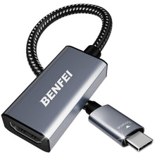 Charger l'image dans la galerie, Adaptateur USB C vers HDMI 4K, Adaptateur BENFEI Thunderbolt 3/4 vers HDMI Compatible avec iPhone 15 Plus Pro Max, MacBook Pro 2023/22/21/20, Samsung Galaxy S10/9[Coque en Aluminium et câble en Nylon]
