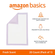 Charger l'image dans la galerie, Amazon Basics Lot de 20 Tapis pour bac de litière pour Chat, Parfum Frais, Violet, Blanc
