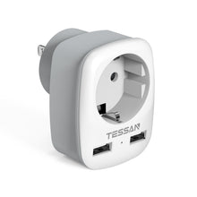 Charger l'image dans la galerie, TESSAN Adaptateur Prise USA, Adaptateur France vers USA avec 2 USB, Adaptateur Prise Americaine, Adaptateur Voyage pour USA Canada Américaine Mexique Thailande Dominicaine, Adaptateur Type B
