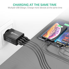 Charger l'image dans la galerie, JOOMFEEN Quick Charge 3.0 Chargeur mobile mural USB avec câble Type C 30 W 4 ports avec secteur USB Charge rapide pour Samsung Galaxy S10E/S9/S8/Note8, Huawei P20, Xiaomi(Noir)
