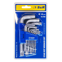 Charger l'image dans la galerie, S&amp;R Clefs Torx Hexagonales - Jeu 15 Clés Torx à étoile sans trous Extra Résistantes TX6 – TX60. Torx 6/7 / 8/9 / 10/15 / 20/25 / 27/30 / 40/45 / 50/55 / 60
