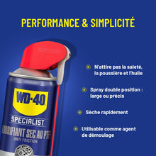 Charger l'image dans la galerie, WD-40 Specialist • Lubrifiant Sec Au PTFE • Spray Double Position • Anti Friction • Lubrifie en laissant un film sec • Compatible tous métaux, plastique et verre • 400 ML
