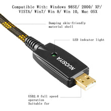 Charger l'image dans la galerie, NUOSIYA Câble de guitare en nylon tissé hybride USB pour ordinateur adaptateur compatible Windows et MacOS USB mâle vers prise jack mono TS 6,35 mm 3 m

