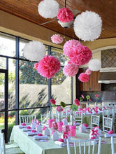 Charger l'image dans la galerie, MAKFORT Pompon Rose Pompon Papier Soie Papier Fleur Pompon Boule à Suspendre 6",10",12" décor Mariage fête Anniversaire Happy Birthday Lot de 15 Rose
