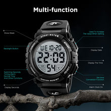 Charger l'image dans la galerie, kieyeeno Montre Homme Digitale Sport Militaire,50M Multifonction Étanche LED Lumière Alarme Calendrier Alarme Calendrier Chronomètre 12/24H Noir

