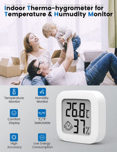 Charger l'image dans la galerie, Mini Thermomètre Hygromètre Intérieur Digital à Haute Précision, Moniteur de Température et Humidimètre, Thermo Hygromètre Indicateur du Niveau de Confort
