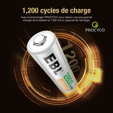 Charger l'image dans la galerie, EBL 8PCS AA Piles Rechargeables Ni-MH 2800mAh Plus Haute Capacité, Piles R6 Rechargeables avec boîtes de Piles
