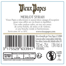 Charger l'image dans la galerie, VIEUX PAPES - Vin Rouge - Vin de France - Cépages Merlot Syrah - Lot de 6 bouteilles x 75 cl
