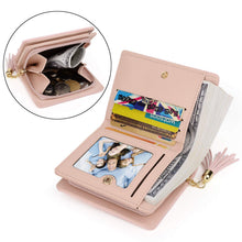 Charger l'image dans la galerie, UTO Femme Filles Portefeuille Petit Porte-Monnaie à glissière Chat Mignon Pendentif Cuir Synthétique Rose
