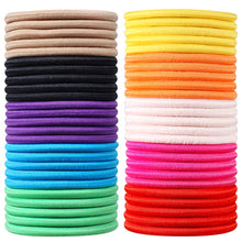 Charger l'image dans la galerie, Bandes élastiques pour cheveux, 50 pièces de Multicolore cravates élastiques, Lies pour queue de cheval, Chouchous de cheveux pour femme &amp; filles (4mm)
