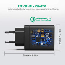 Charger l'image dans la galerie, JOOMFEEN Quick Charge 3.0 Chargeur mobile mural USB avec câble Type C 30 W 4 ports avec secteur USB Charge rapide pour Samsung Galaxy S10E/S9/S8/Note8, Huawei P20, Xiaomi(Noir)
