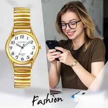 Charger l'image dans la galerie, JewelryWe Montre Quartz Femme - Montre Étanche Femme Style Simple Digital Grand Cadran Bracelet Alliage avec Sac Cadeau Or Blanc (Or)
